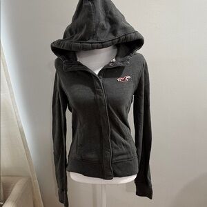 Hollister Charcoal Zip-Up Hoodie